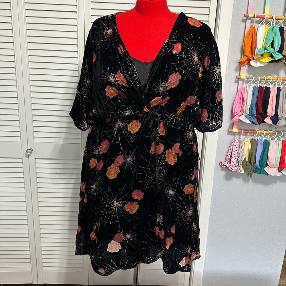 Modcloth Velvet Burnout Spiderweb Dress